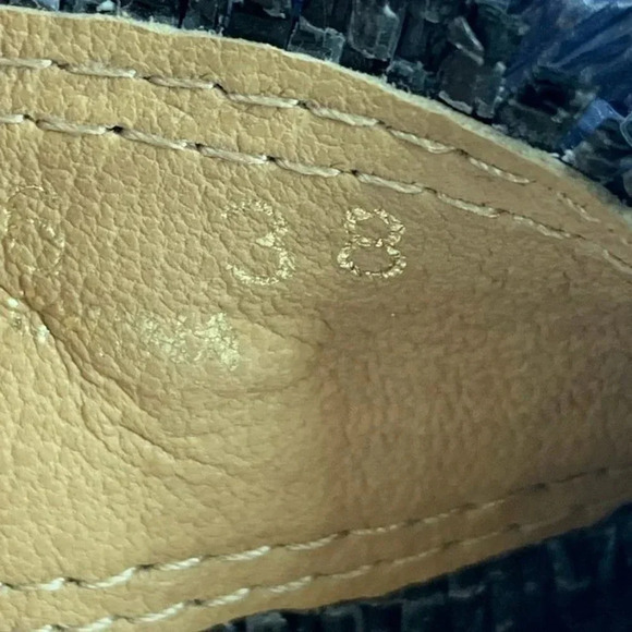 All Black Open-toe Raffia Fringe Pompom Block Heels Ankle Strap Sandals Size 7.5 - Picture 12 of 15